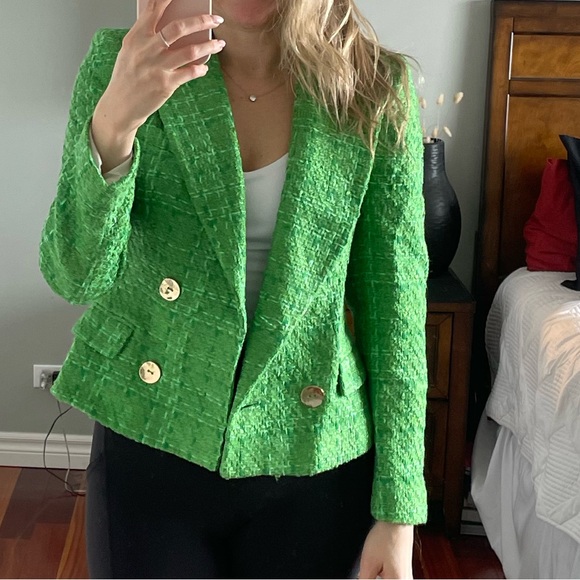 Green Zara Tweed Blazer Worn by Kate Middleton for St Patrick’s Day Size S - Picture 6 of 8